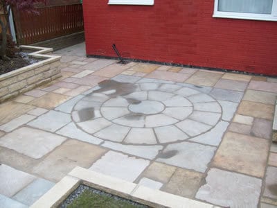 Stone garden walls and Indian Paving