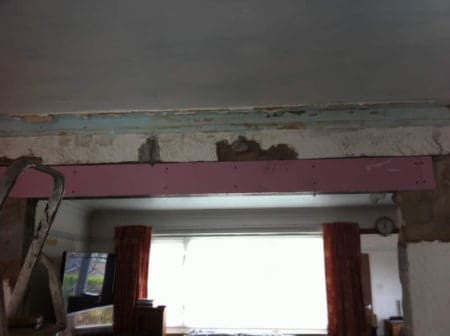 Steel support for open plan kitchen